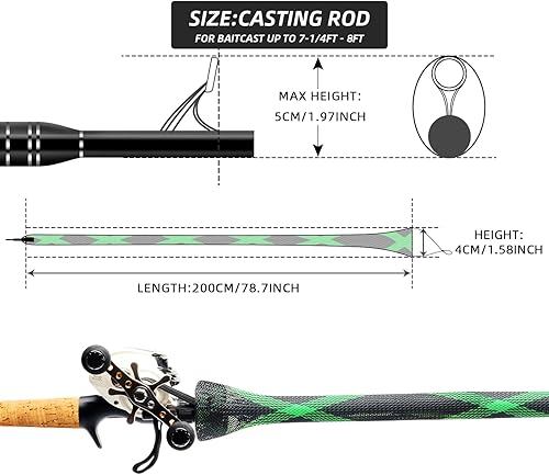 Miniatura 9 de SF Funda para caña de pescar, funda de caña de pescar, cubierta de caña de pescar, protector de caña de malla trenzada, guantes de caña de pescar