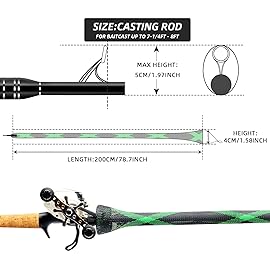 SF XL Casting Rod Socks Braided Mesh Fishing Rod Sleeve Cover Protector Pole Gloves Green-Black-2PCS Fit Casting Rod up to 7-1/4FT - 8FT