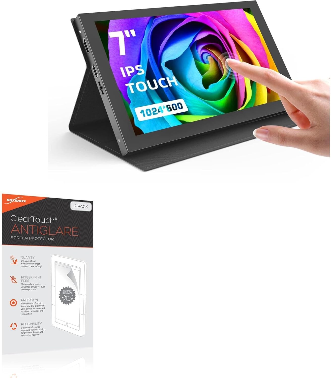 APROTII Monitor AR 7+ with BoxWave ClearTouch Anti-Glare Screen Protector applied