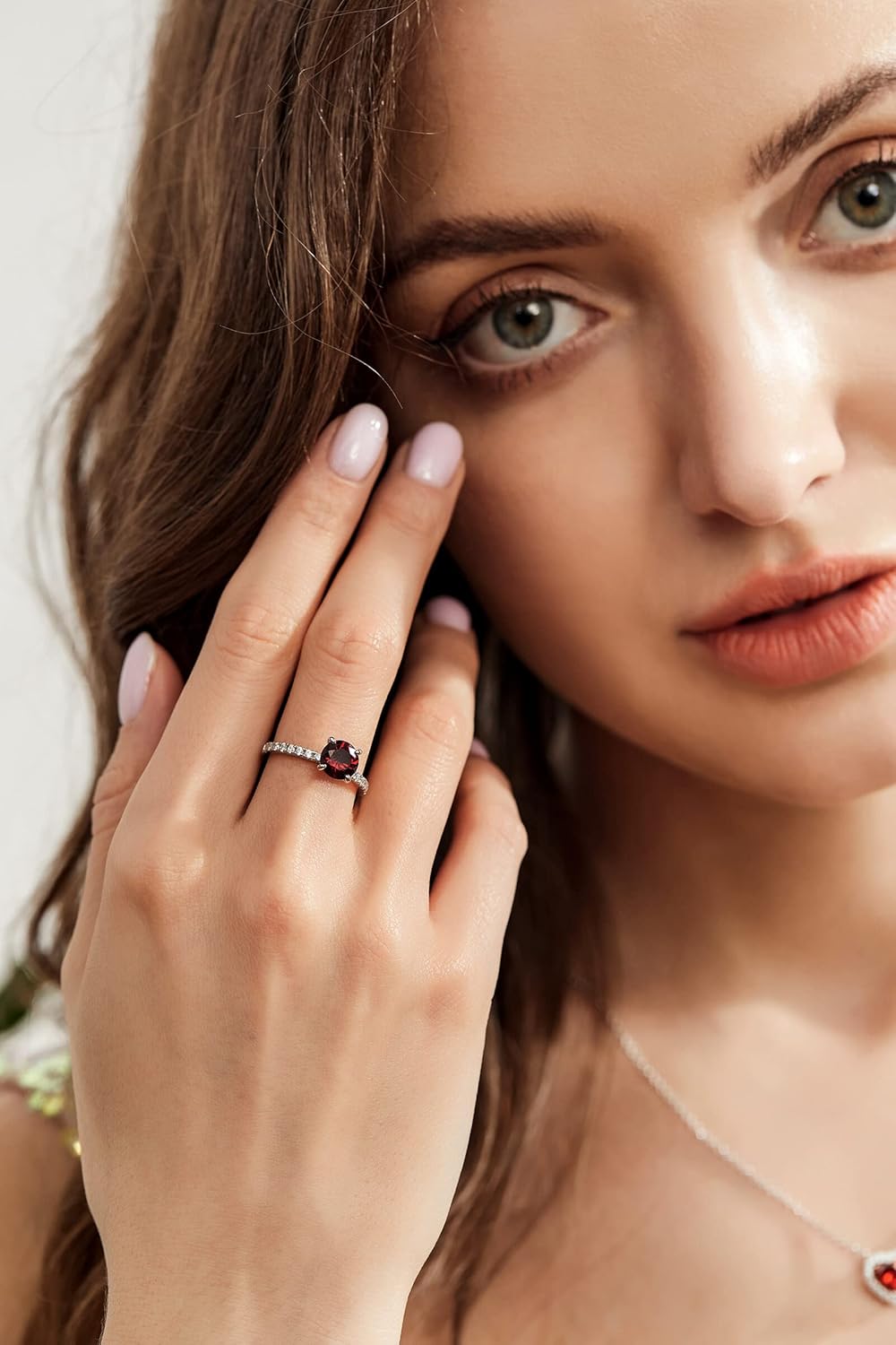 925 Sterling Silver Engagement Rings for Women 1.25 CT Round Solitaire Created Emerald Aquamarine Garnet CZ Half Eternity Promise Rings for Her Size 5-10 - Image 5