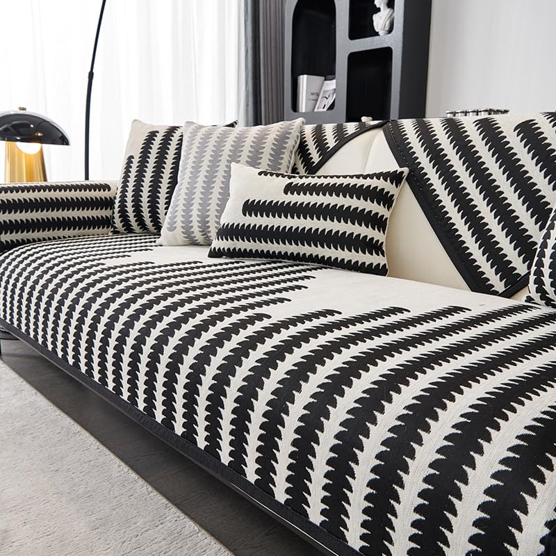 Housse de canapé en chenille haut de gamme motif épi de blé pour intérieur raffiné