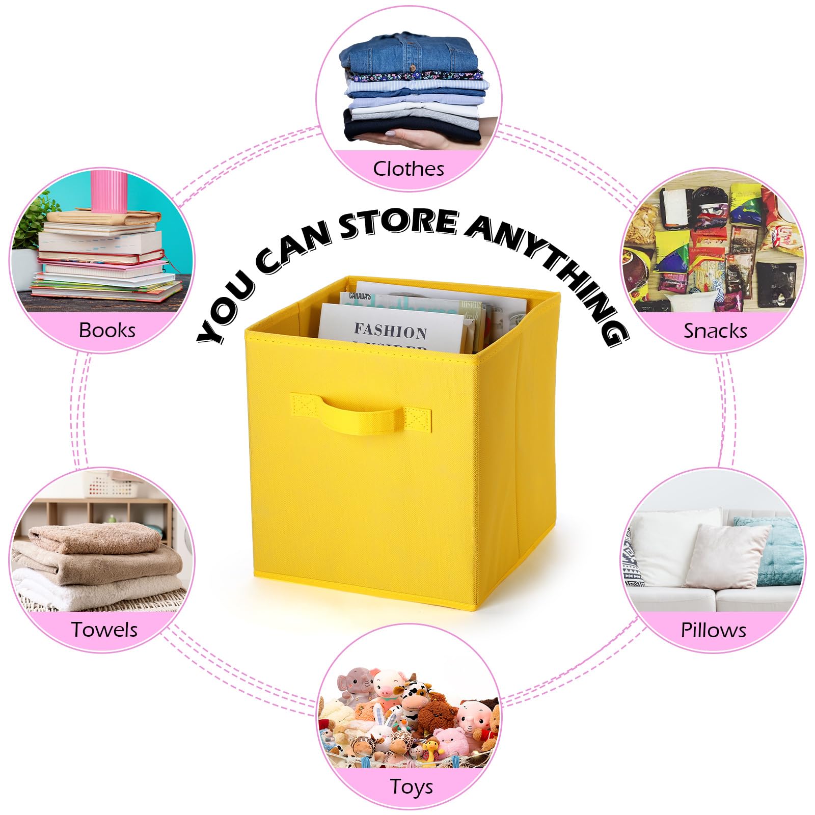 Rainbow Galaxy Glitter Storage Bins - 11x11x11 Inch Fabric Collapsible Organizer Cubes For Toys, Closet, Nursery