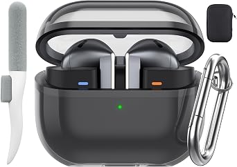 for Galaxy Buds3/Buds3 Pro Case DropProof with Cleaning Kit, Clear Black