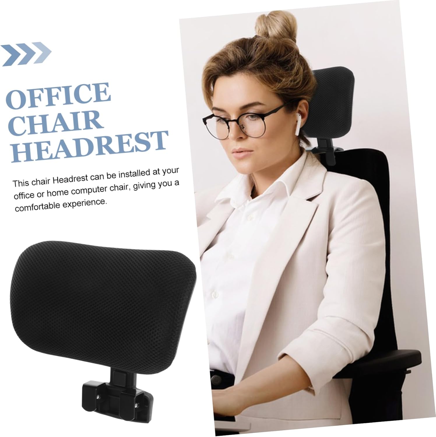 1set Height Adjustable Office Chair Headrest Cushion Ergonomic Neck Support Pillow for Computer Chairs Easy Installation Detachable Design for Home Office Use
