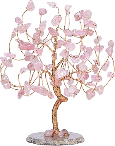 Miniatura 2 de mookaitedecor Árbol de cristal de cuarzo rosa, base de geoda ágata, decoración de árbol de dinero para riqueza y suerte, 5.7 a 6.7 pulgadas