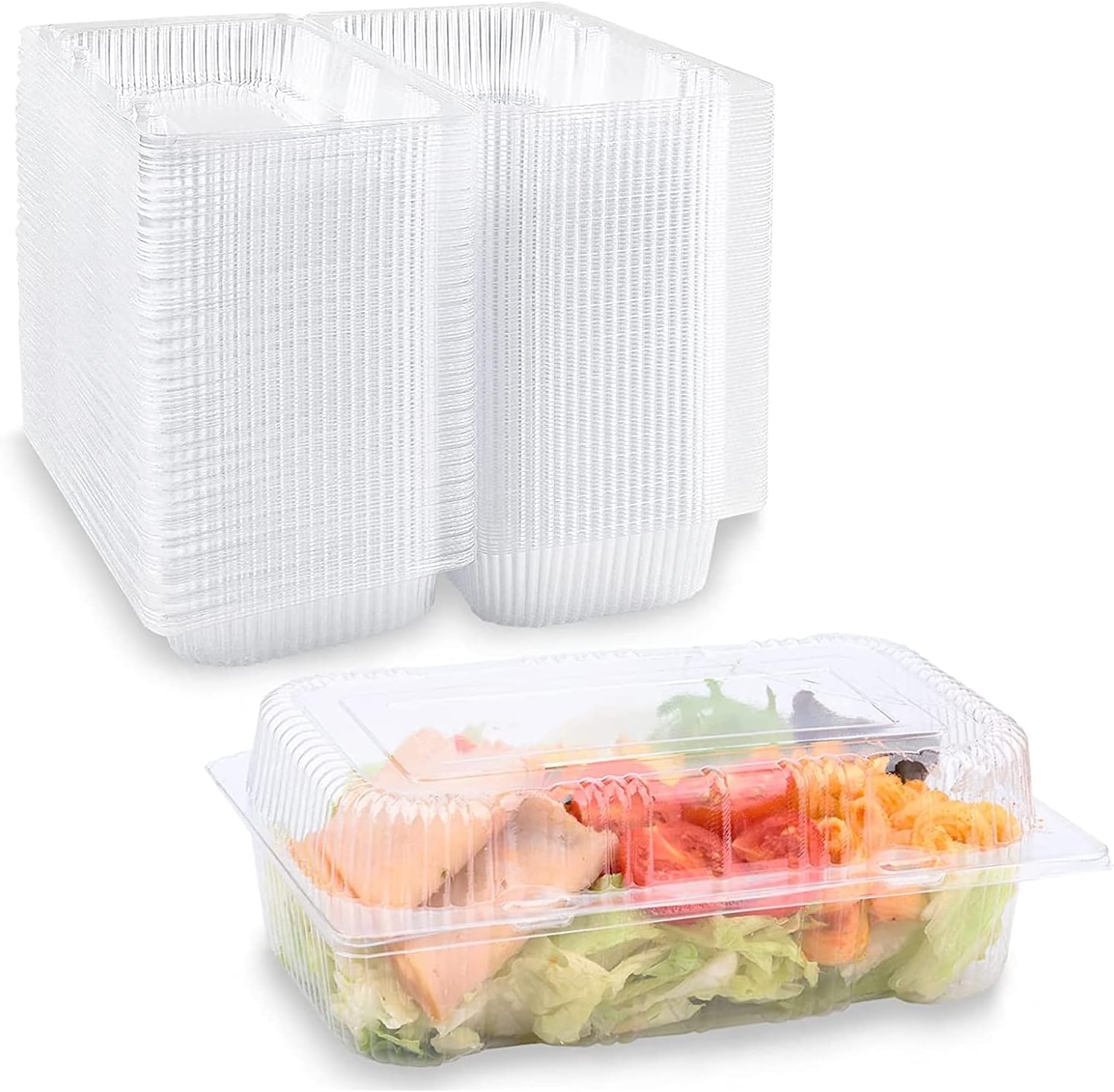40 Pack Disposable Clear Plastic Hinged Food Containers with Lids, Take Out Loaf Containers Togo Hoagie Boxes for Cake Sandwich Salad Pasta Cookies
