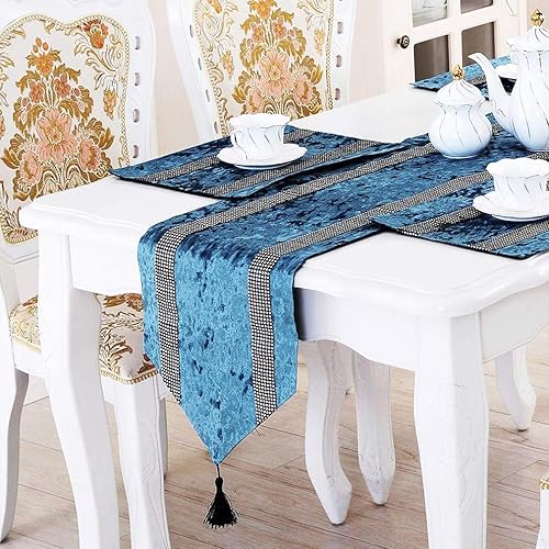 Miniatura 9 de HeMiaor Elegante camino de mesa de lentejuelas negras con diamantes de imitación plateados con purpurina para decoración de fiesta de graduación, 13