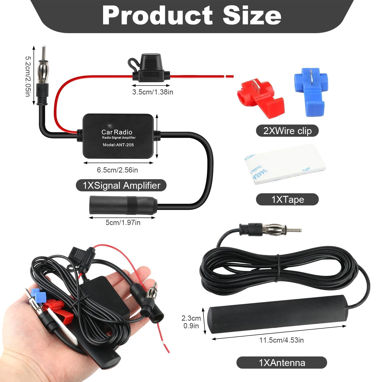 12V Amplificatore di Segnale Autoradio, Amplificatore Antenna per Auto FM, Segnale Radio Booster Universale, Segnale Autoradio Per Veicolo Camion Auto Radio
