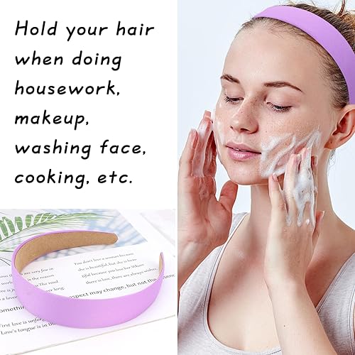 Miniatura 9 de Wecoe 10 diademas de satén para el cabello, diademas de 1.3 pulgadas de ancho para mujeres y niñas, accesorios antideslizantes para el cabello,