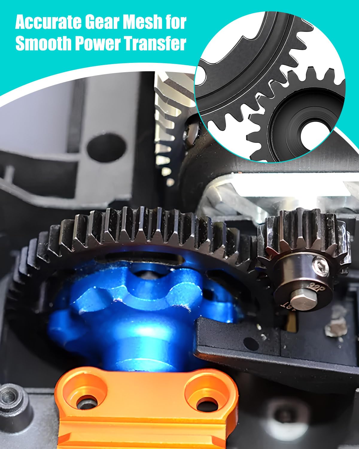 50T M1.0 Hardened Steel Spur Gear with 20T Motor Pinion Gear Compatible with Traxxas 1/5 X-Maxx 1/7 XO-1 1/10 Maxx 1/10 E-REVO 2.0 VXL, Hot Racing Spur Gear RC Cars Spare Parts