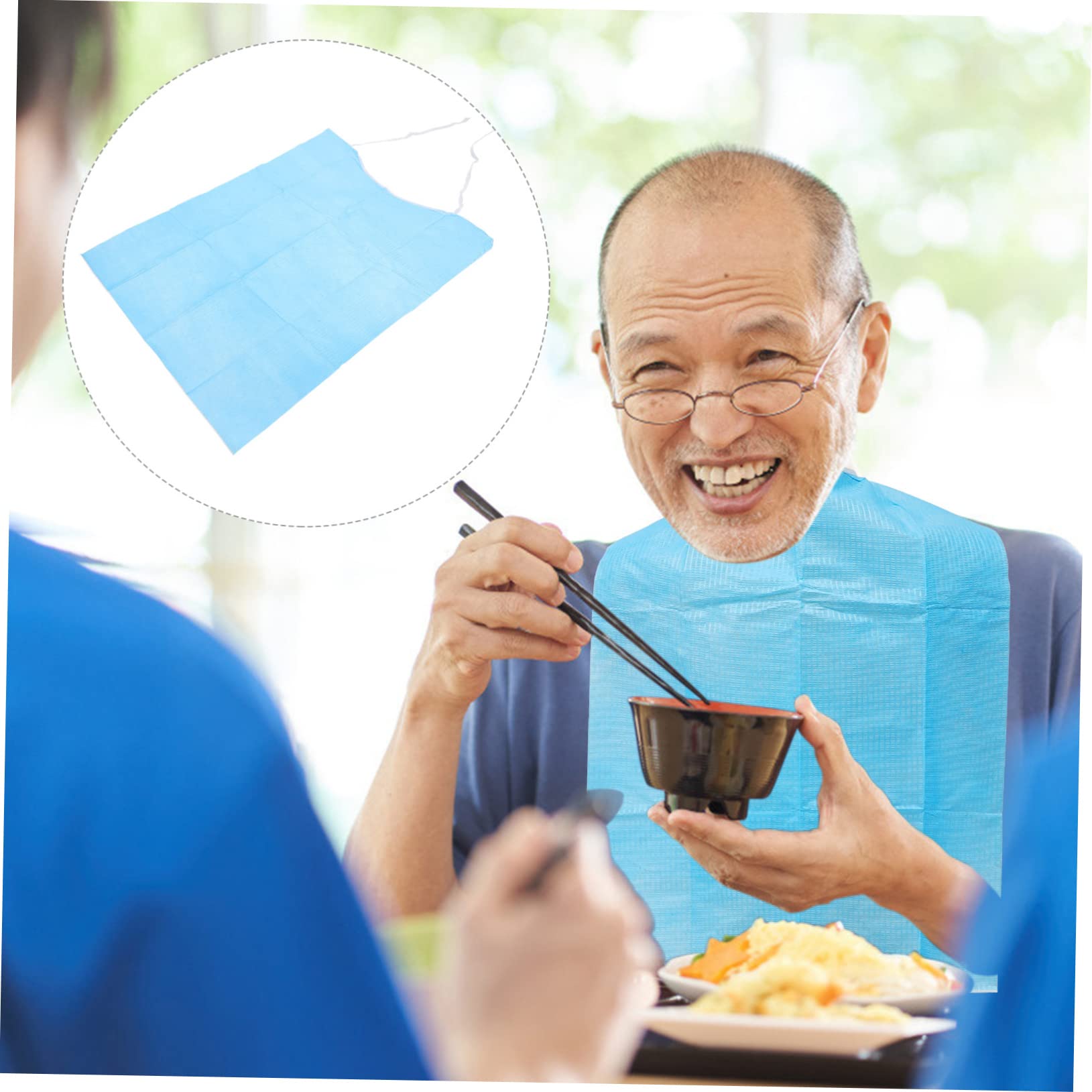 FOMIYES Asciugamano saliva usa e getta bavaglini protezione per indumenti riutilizzabile camice adulto grembiuli di saliva per anziani squisiti grembiuli per anziani pvc Blue