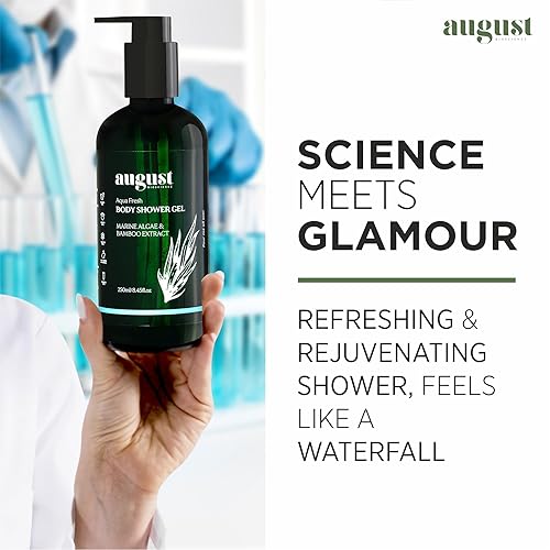 Miniatura 2 de August Bioscience Gel de ducha corporal con algas marinas y extracto de bambú, 8.5 onzas (8.5fl oz), gel de ducha hidratante de baja espuma, gel de