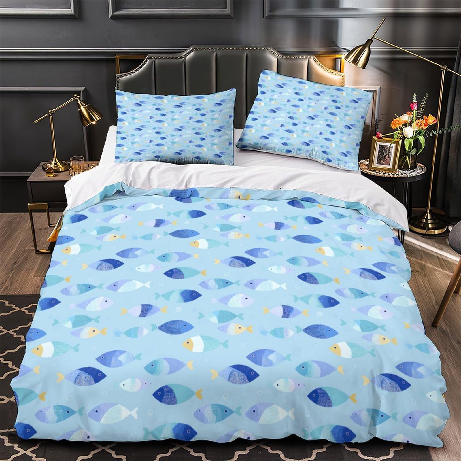 Housse de couette foot 3d hypoallergénique douce pour lit king ado