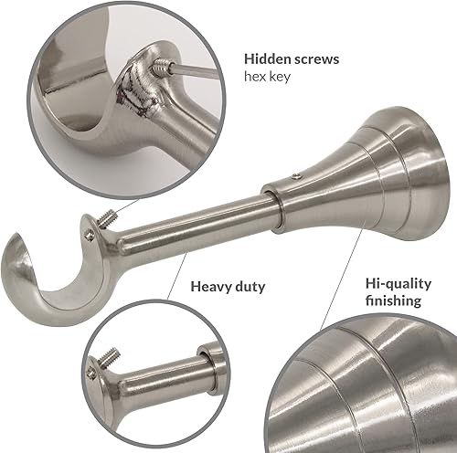 Miniatura 3 de Soportes de barra de cortina ajustables de 4 a 5 pulgadas, soporte de barra de cortina resistente, soporte de cortina para barras de 58 a 34