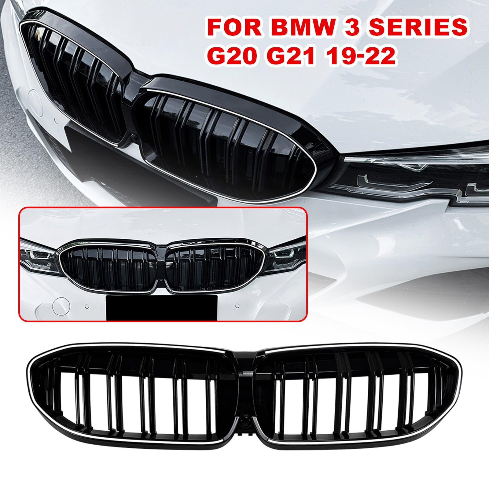 Amazon.com: FINMOKAL G20 Grille, Double Slats Black Grille Front