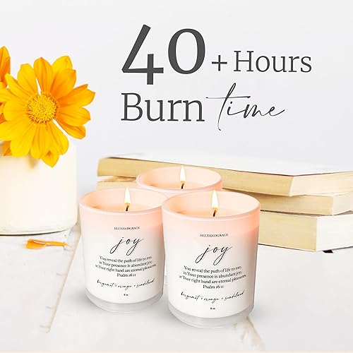 Miniatura 5 de Elly & Grace - Vela de soja de vidrio perfumada con versículo bíblico inspirador, regalos cristianos para mujeres, velas perfumadas para el hogar,