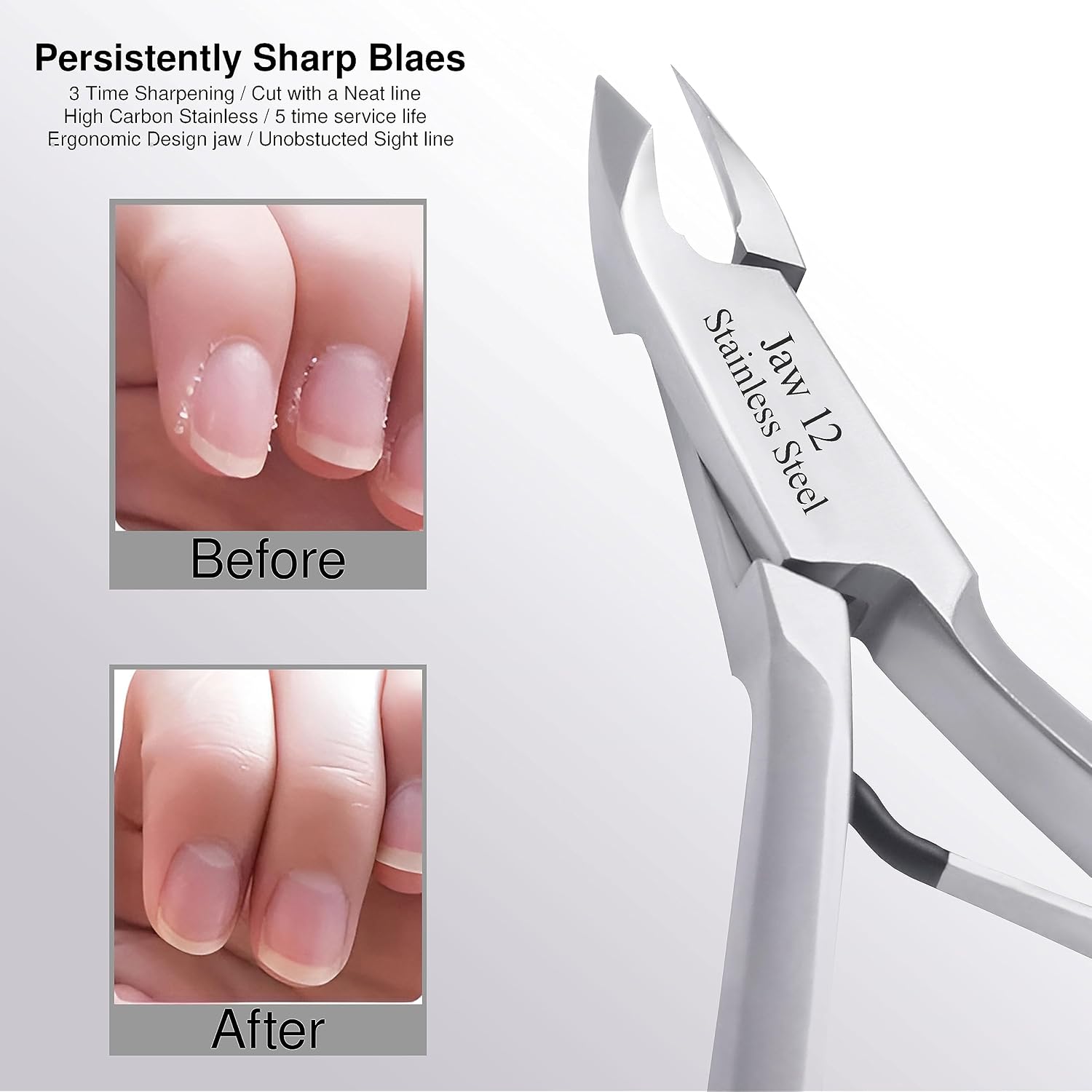 UM Supplies Cuticle Trimmer | Hangnail Remover | Extremely Sharp | Professional Cuticle Nippers | Stainless Steel | Cuticle Clippers | Pedicure Manicure Tool (Jaw 12) 4mm