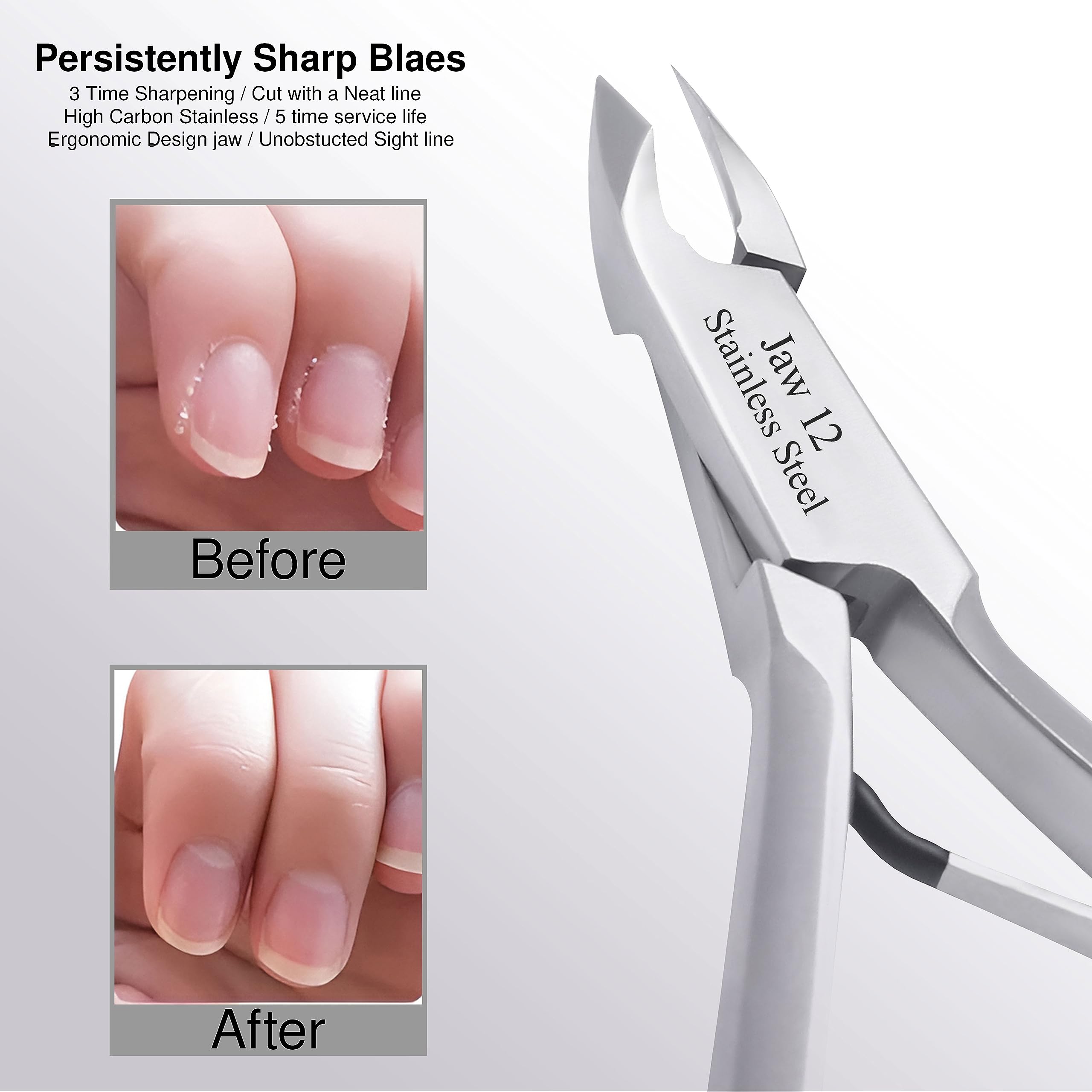 UM Supplies Cortador de cutículas | Removedor de uñas | Extremadamente afilado | Alicates profesionales para cutículas | Acero inoxidable | Herramienta de manicura y pedicura | Mandíbula 12 (2 mm)