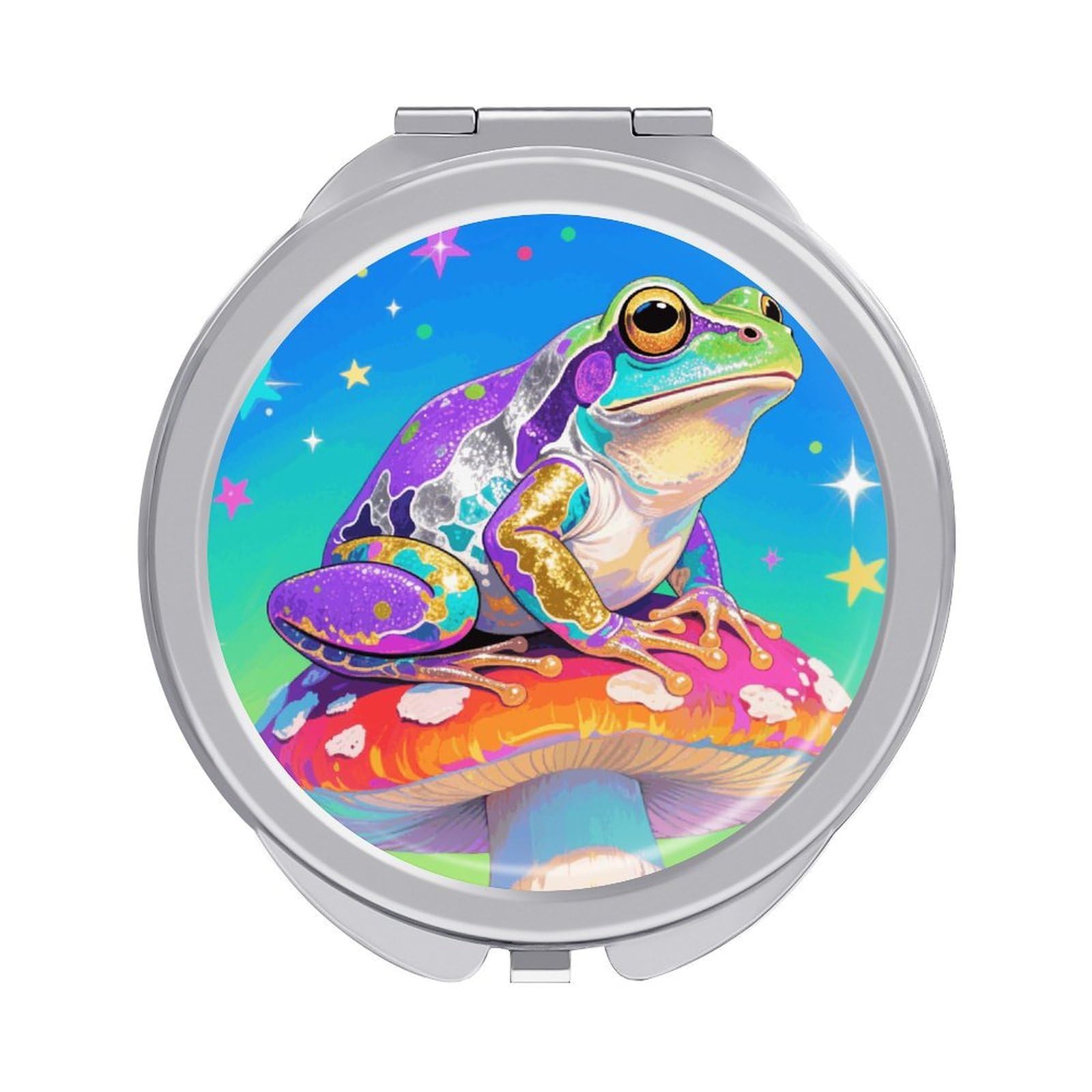 VstaDank Colorful Frog Travel Makeup Mirror Fashion Folding Handheld Pocket Mirrors Portable Cute Mini Mirrors Round Compact Mirror for Purse Handbag& Gift Home Outdoor Use