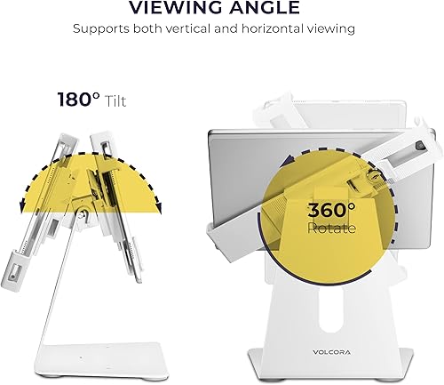 Miniatura 3 de Volcora Soporte antirrobo para tableta iPad de seguridad con cerradura, blanco de 9-13 pulgadas, soporte de quiosco, giratorio, ajustable, para iPad