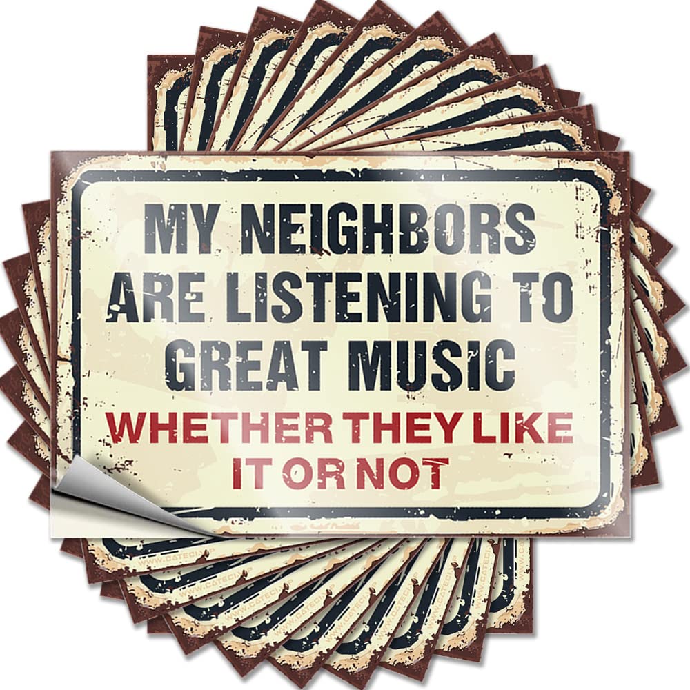 Aesthetic Helmet Funny Sticker | My Neighbors are Listening to Great Music Motivational Durable Vinyl Sticker Easy Apply for Silicone(6X9CM)