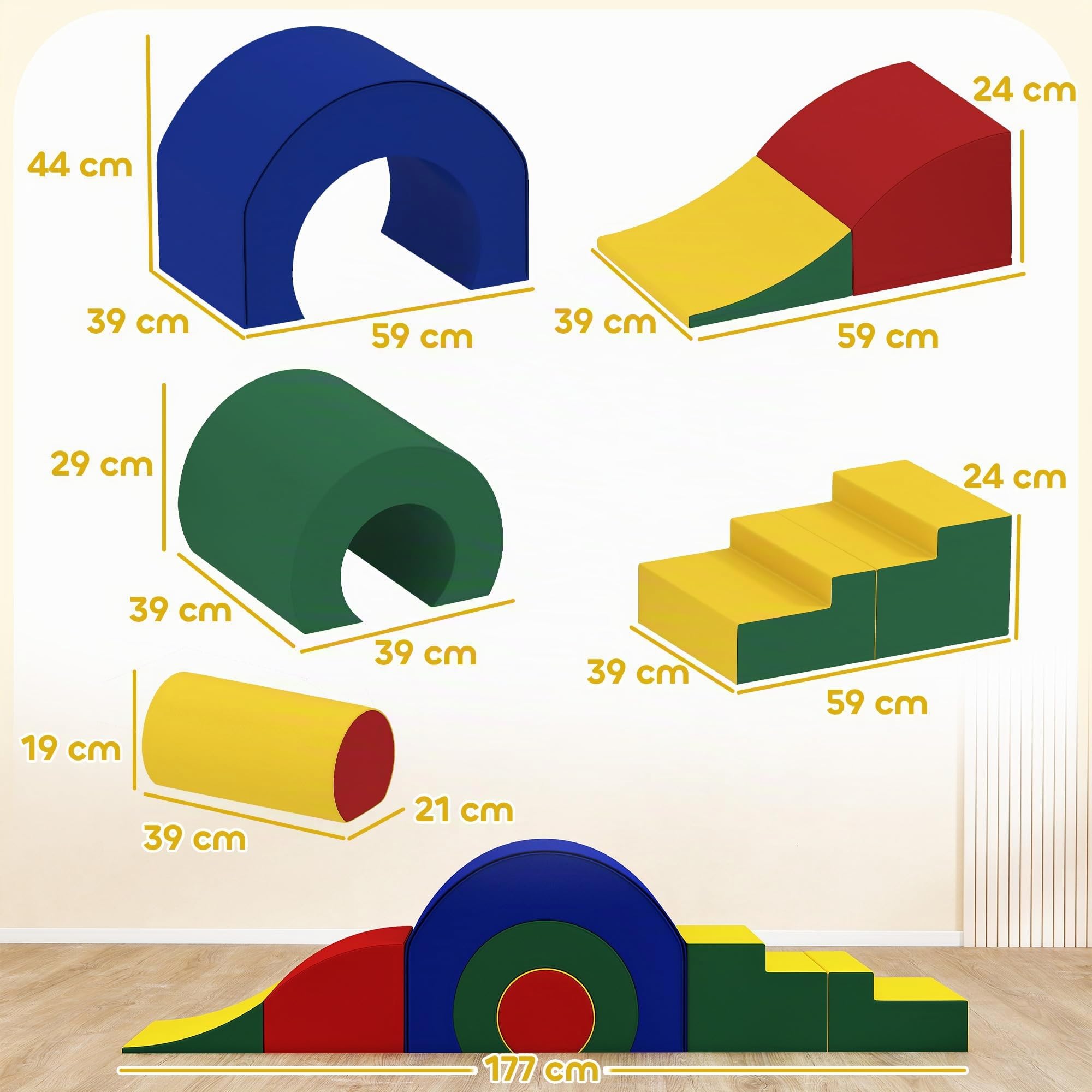 AIYAPLAY Blocchi da costruzione in schiuma per bambini, 5 pezzi, mattoncini da costruzione, in ecopelle, colorati
