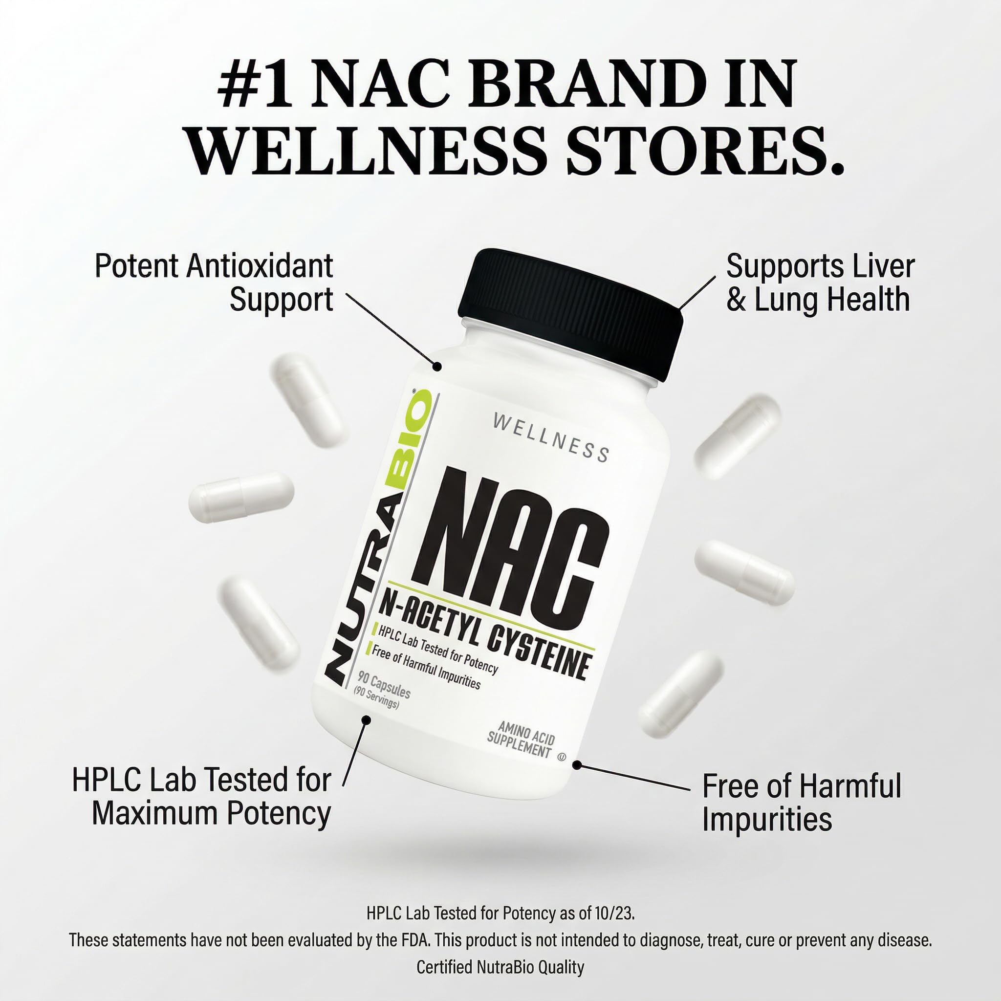 NutraBio N-Acetyl Cysteine Supplement (NAC) - 90 Capsules, 600mg Each - Powerful Anti-Oxidant - Immune Support - Boost Glutathione — Amazon image 2