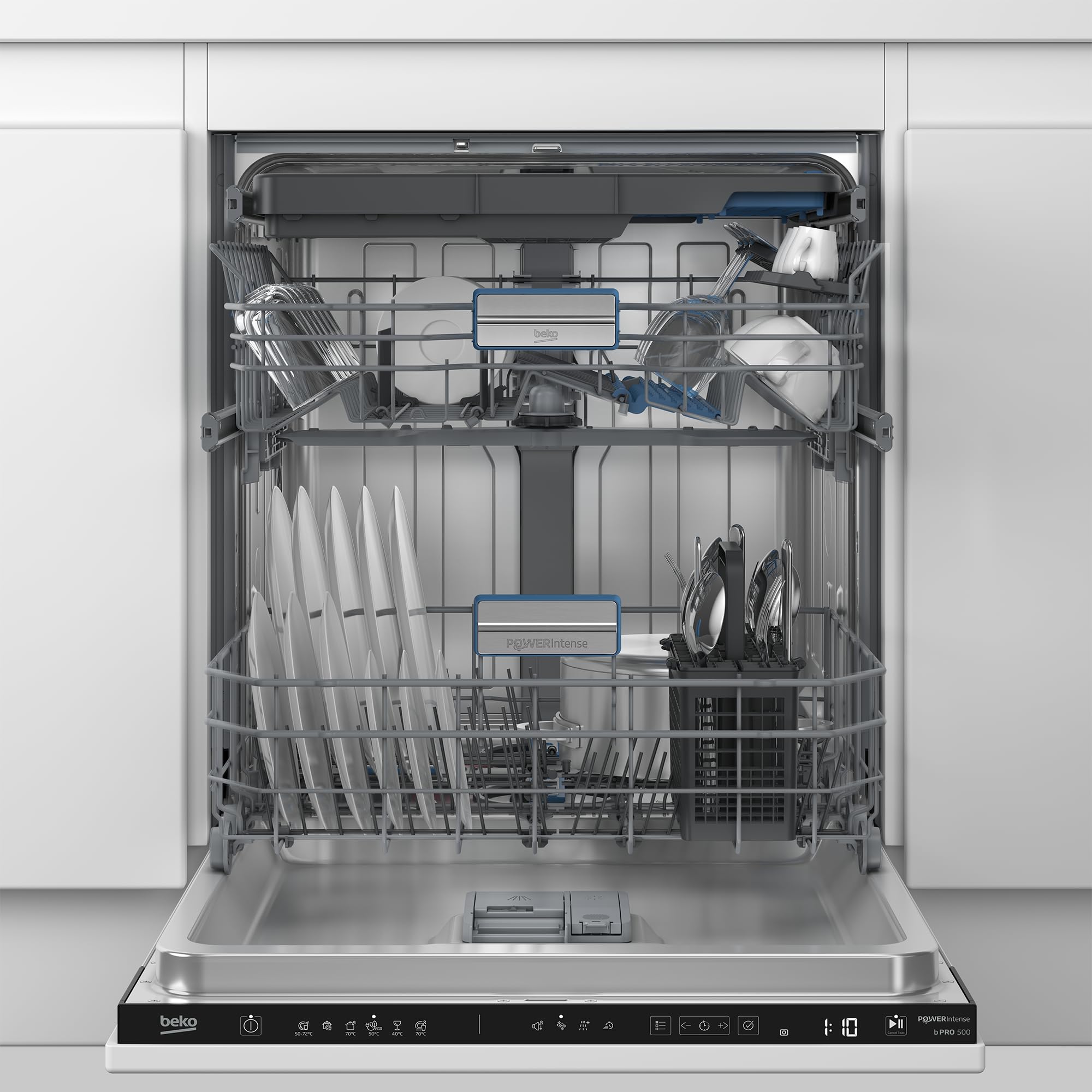 Beko BDIN36550P Geschirrspüler 60 cm, freistehend und unterbaufähig, für 15 Maßgedecke, 6 Programme, 5 Zusatzfunktionen, 3 Spülebenen, PowerIntense, SilentWash, SelfDry, weiß