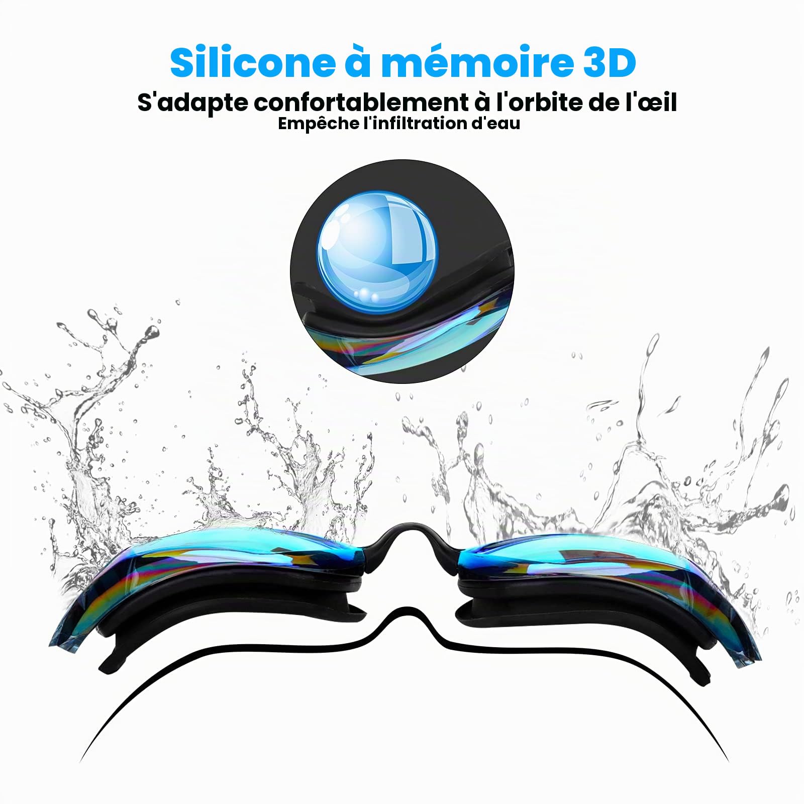 Lunettes de Natation,Lunettes de Natation à Verres Polarisés Anti-buée et Protection UV pour Hommes Femmes Adultes Adolescents