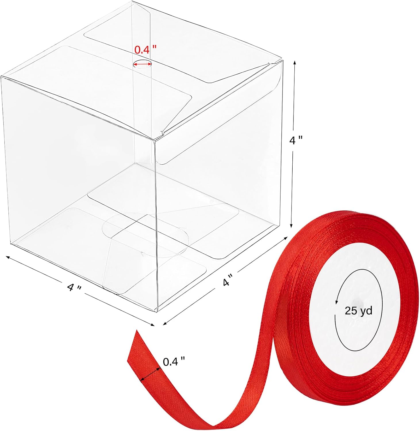 4x4x4 Inches Candy Boxes with Hole, Transparent