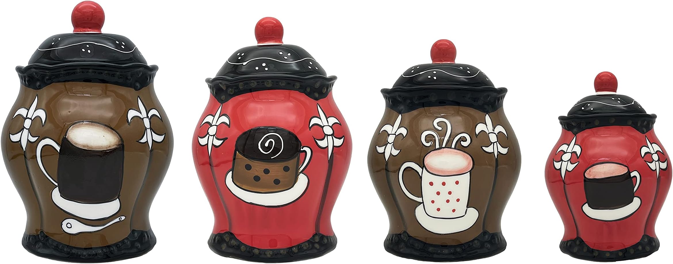 Tuscany Hand Painted Fleur De Lis Coffee Design, Canister Set of 4, 85101/5JJHG by ACK
