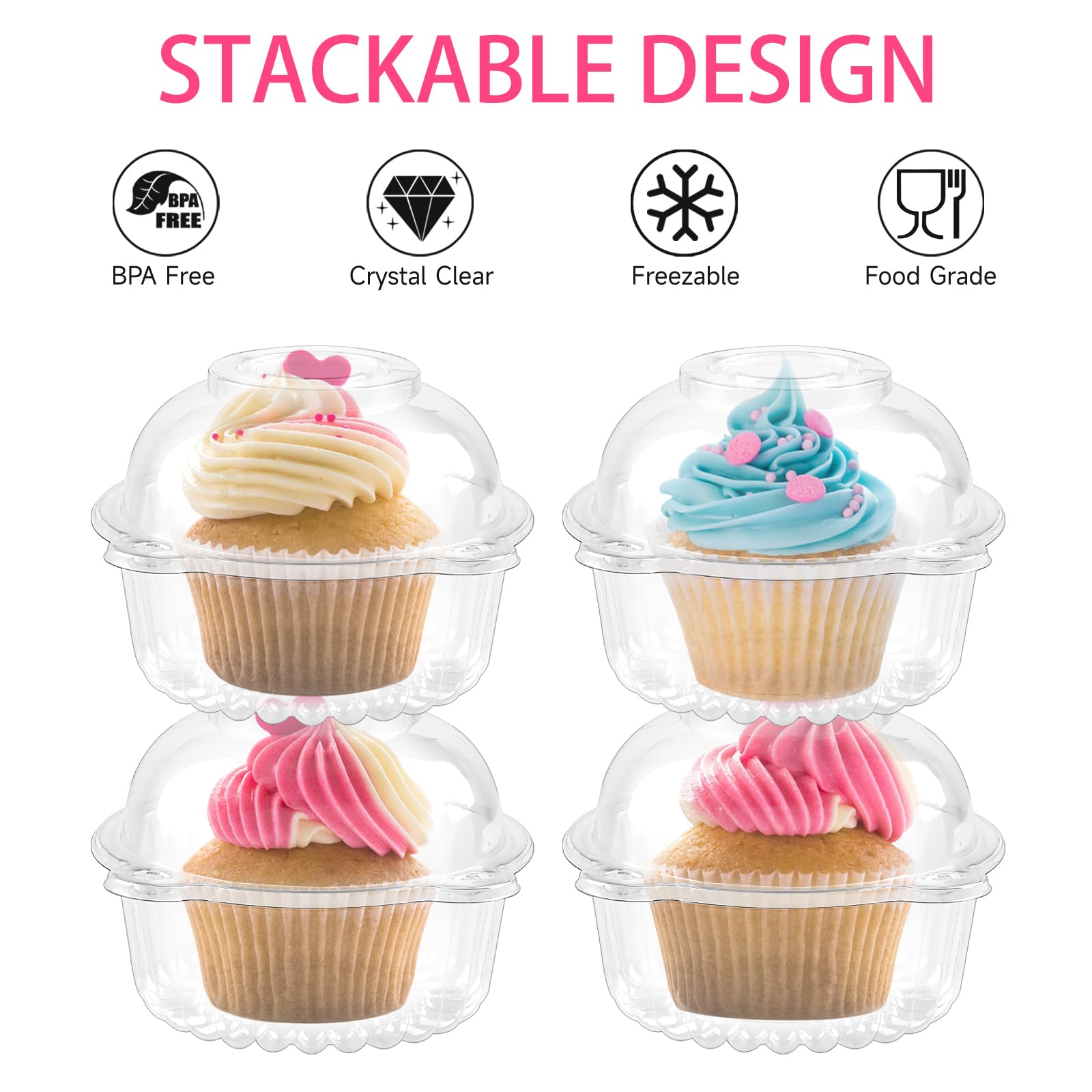 Amazon.co.jp: Zezzxu カップケーキ容器 50個パック クリア