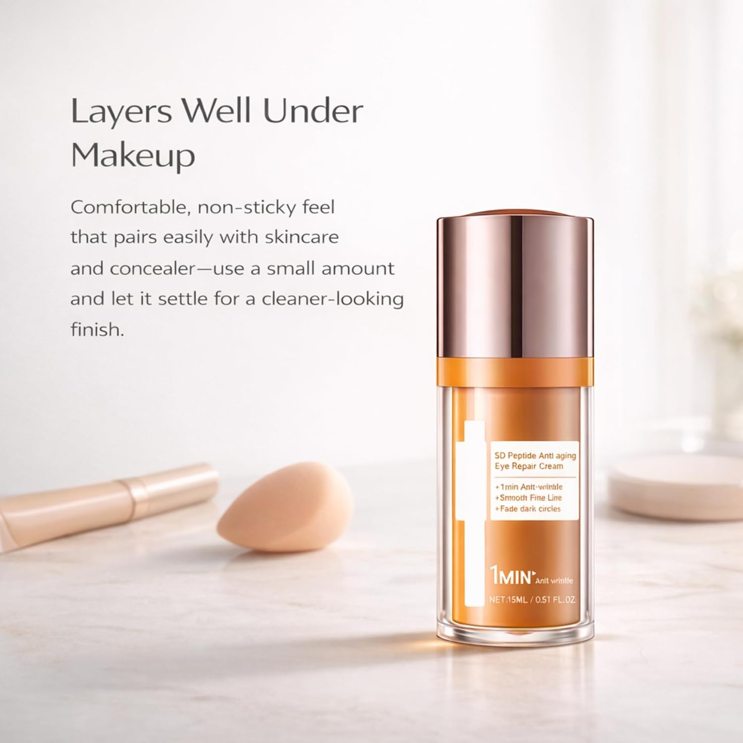 5D Under Eye Cream with Vitamin E, Lightweight Eye Moisturizer, Smooth-Looking Finish for Dryness-Related Fine Lines, Day & Night Comfort, 0.51 fl oz - Image 5