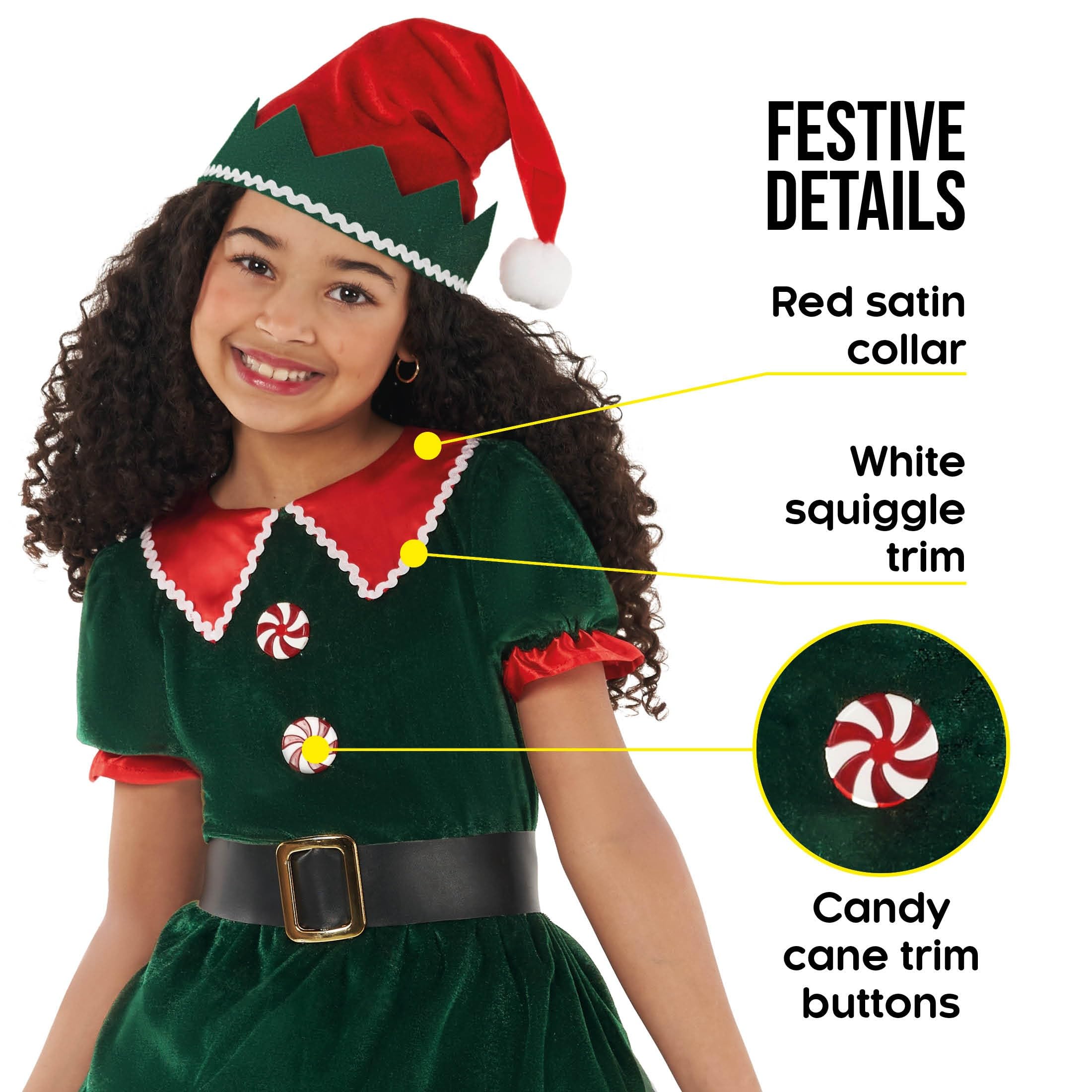 Morph Elf Costume Kids, Girls Elf Costume, Elves Fancy Dress, Christmas Outfits for Girls Christmas Dress for Child 4-6 Years - Image 3