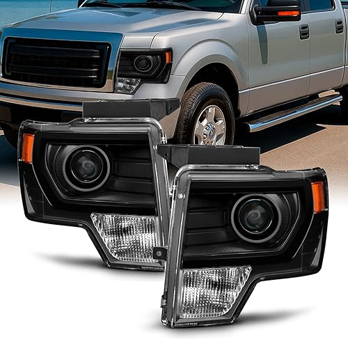 AKKON - Para tipo halógeno 2009-2014 Ford F-150 F150 Camión Pickup Truck Black Bazel Proyector Juego de Par de Faros