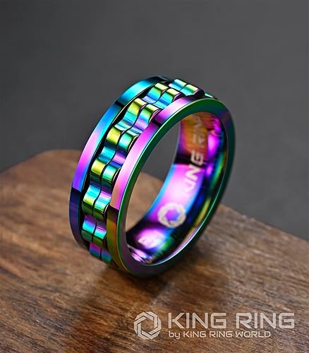 Miniatura 2 de King Ring Anillos giratorios de engranajes de 0.315 pulgadas  Anillos para ansiedad ultra pulidos para hombres y mujeres  Diseñado en Estados Unidos