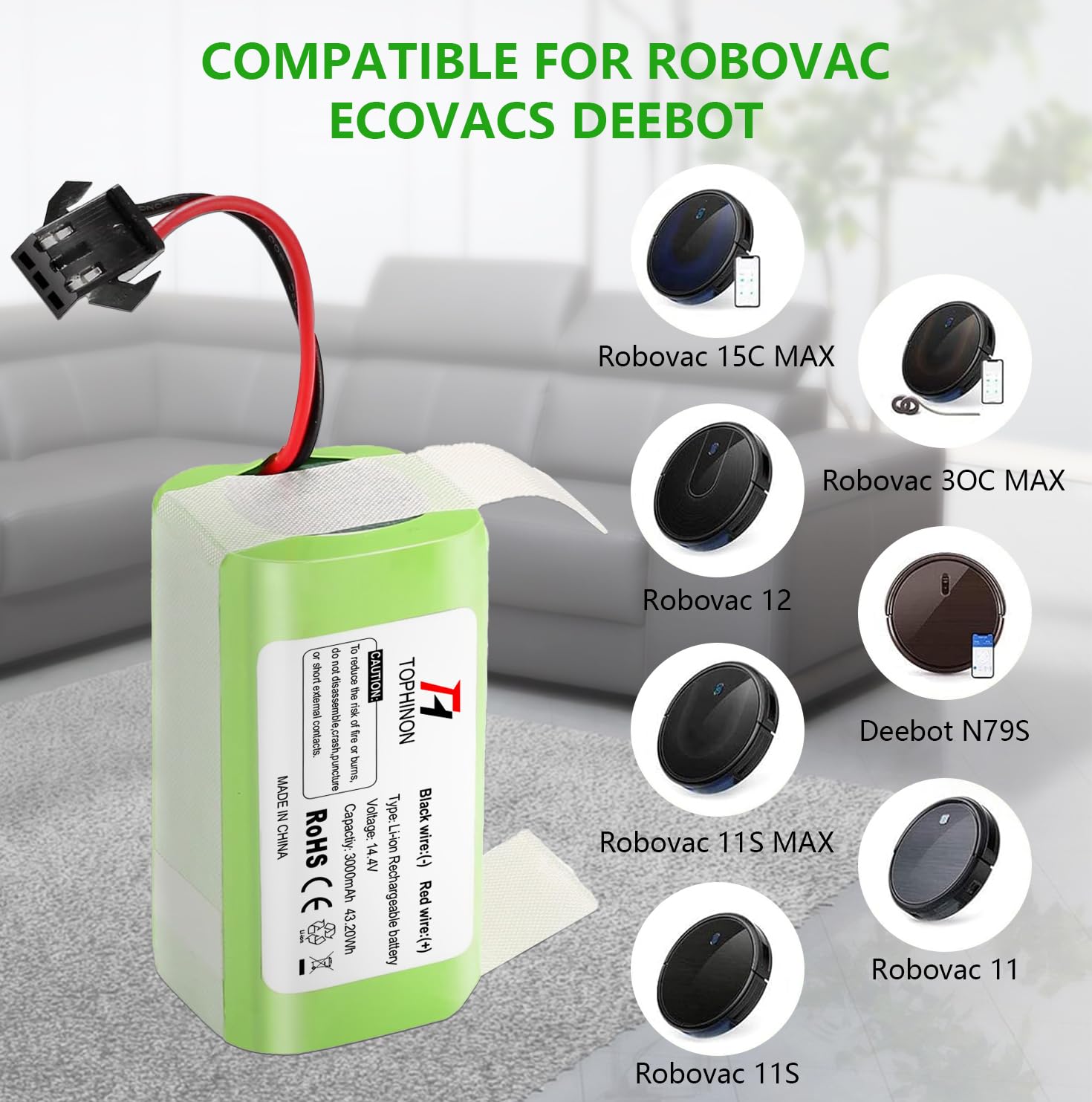 Batería De Repuesto Para Aspiradora Rowenta - 2600 MAh, 18.5 V, Polímero De Litio, Compatible MISRH5273-01