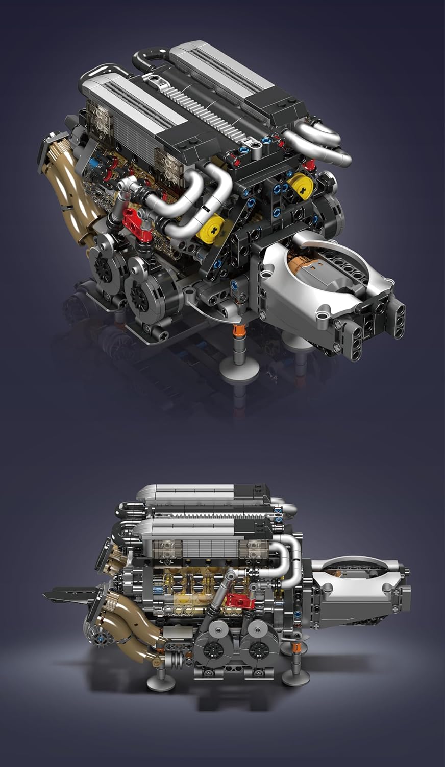 Sosuy W16 Motorized Model Engine Kit for Adult Men Teen, Electric Drive, Ultra-Realistic Working Replica, Home Set for Collection Fans, STEM Building Block Toy for Boy, Birthday Gift for 8+ Kid 952Pcs