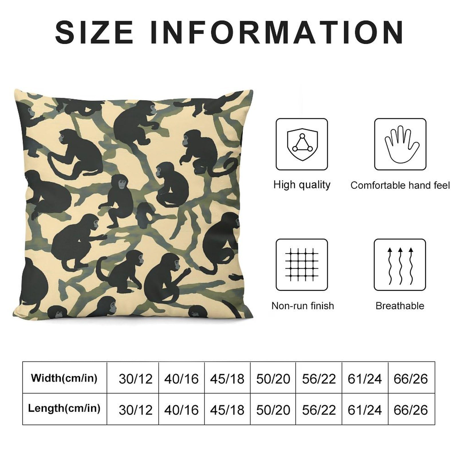 Monkey Camouflage Decorative Throw Pillow Covers Plush Cushion Protect Case for Sofa Bedroom 26 