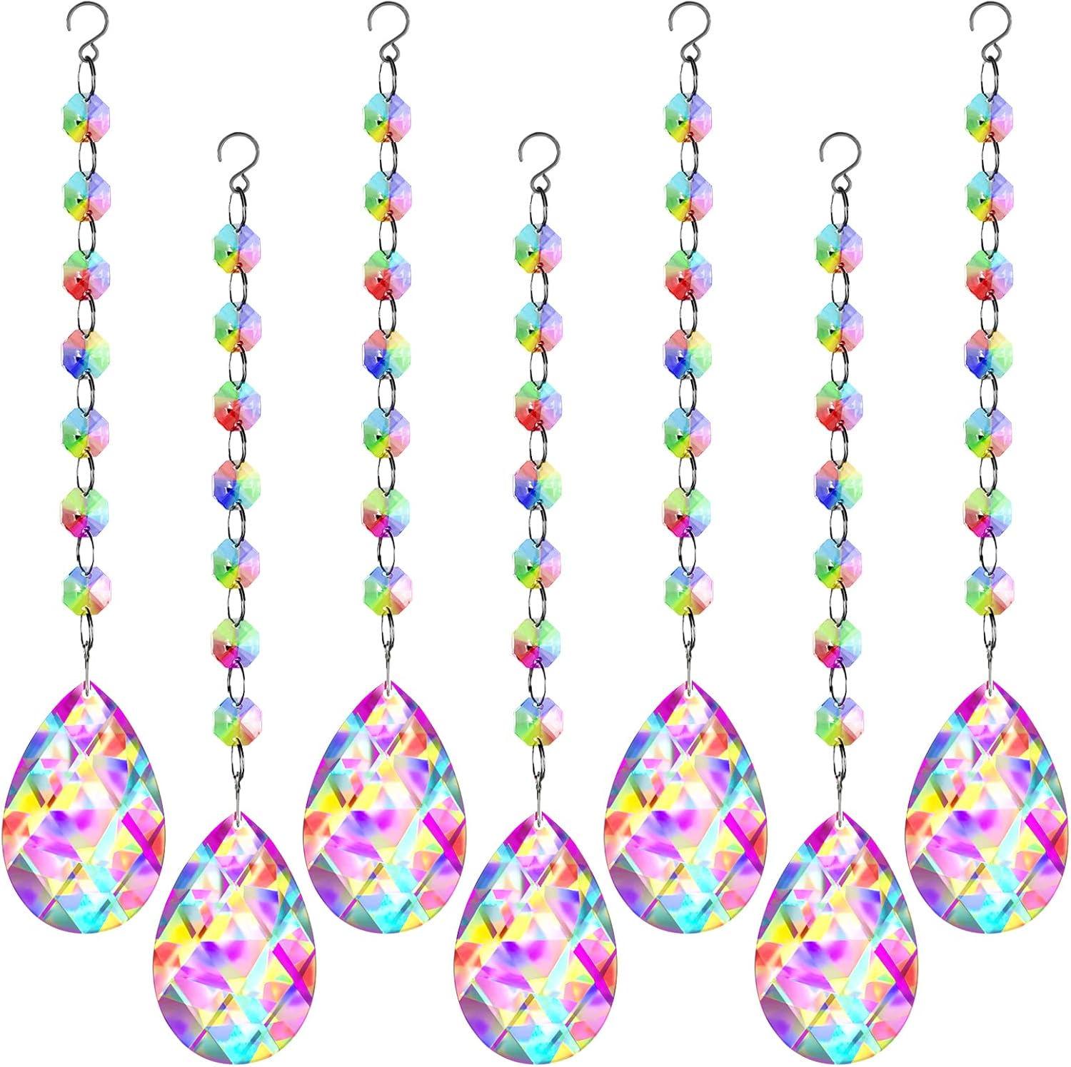 Sun Catchers, 7 Sets Crystal Suncatcher for Crystal Lamp Pendant, Window Hanging, Garden, DIY Wind Chimes, Christmas Tree Decoration, As The Best Gift for Home and Friends : Patio, Lawn & Garden