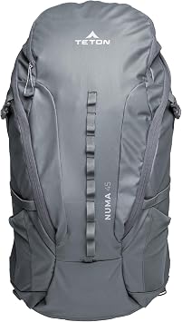 Teton 45L Numa backpack, durable and ready for hiking, camping or backpacking. Perfect lightweight travel bag with more room than you think, Granite