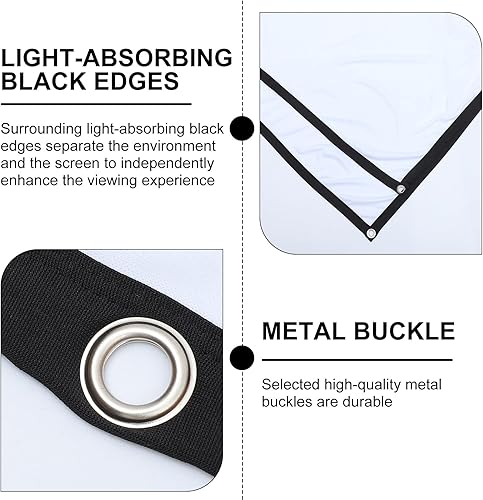 Miniatura 8 de BESPORTBLE Projector Screen with Polyester Fabric and Hanging Hooks Portable Office and Party Projection Display for Home Theater and Outdoor Use