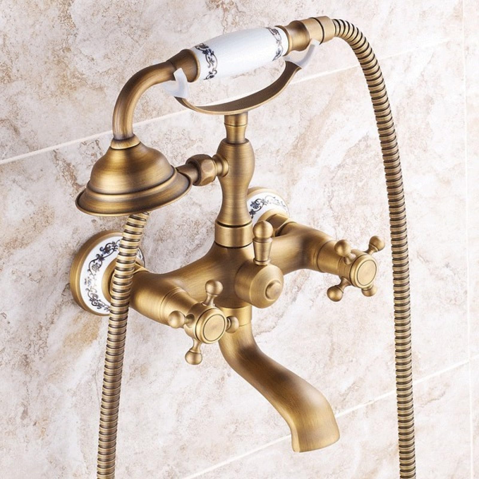 Fanjubei The Telephone Was Made Of Blue And White Porcelain Simple Handheld Shower Made Entirely Of Copper Antique Antique Telephone Blue-And-White Porcelain