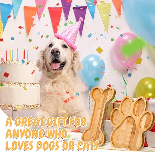 Miniatura 6 de Sintuff 2 bandejas de bambú con forma bonita para servir charcutería, suministros para fiestas, platos de madera natural, para regalos, plato de