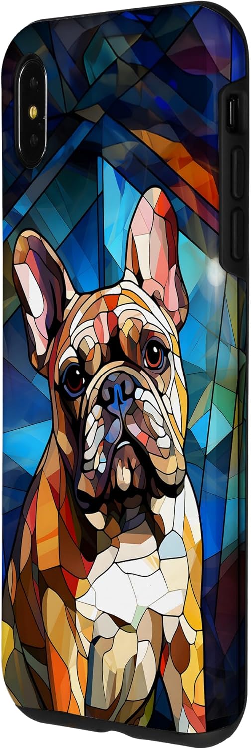 Colorful French Bulldog Stained Glass Pattern Case for iPhone XS Max