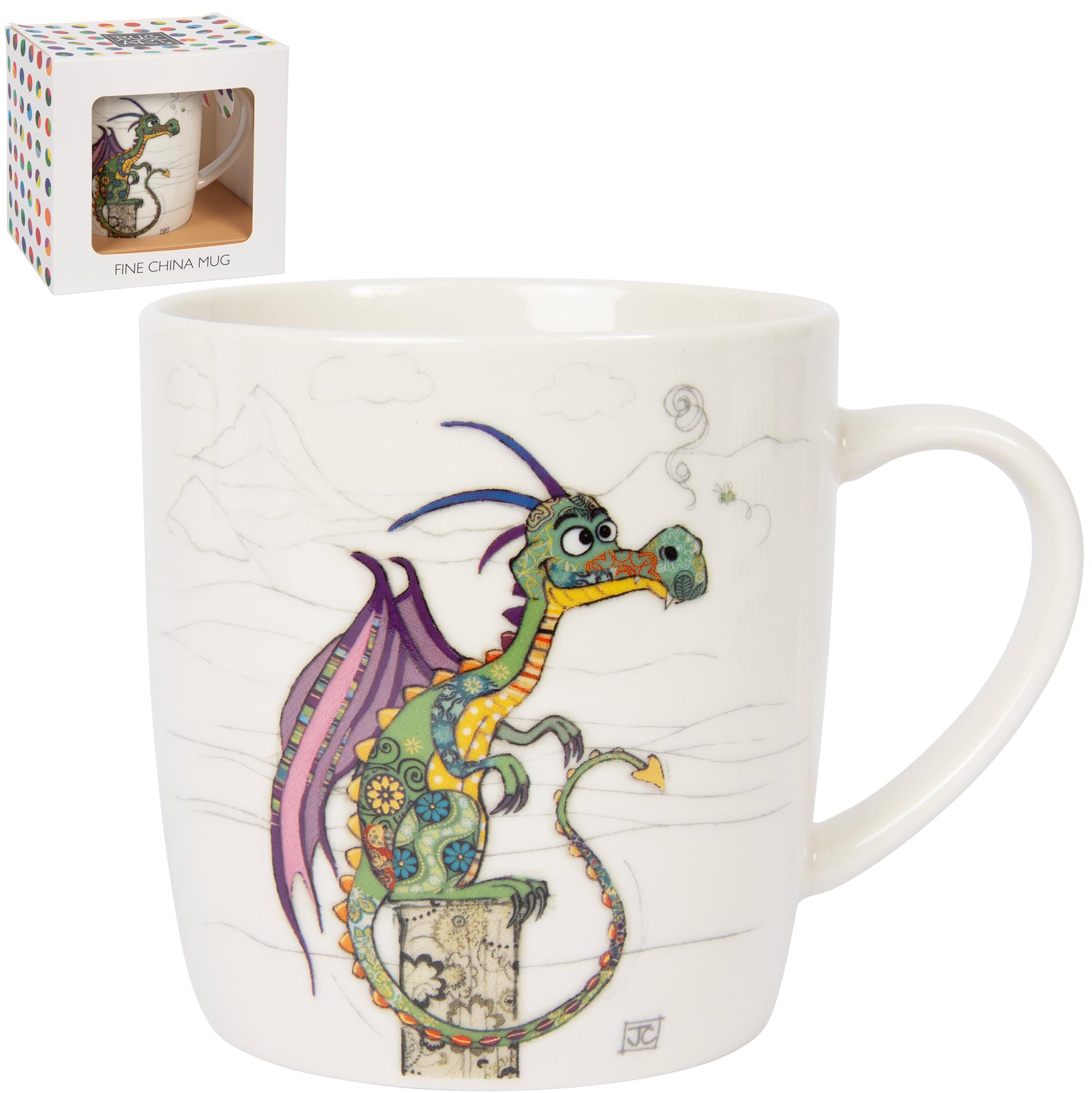 Lesser & Pavey British Designed Barrel Coffee Mug | Ceramic Mugs for Home or Work | Large Mugs for Hot Drinks | Dragon Mug Tea and Coffee Cups - Bug Art