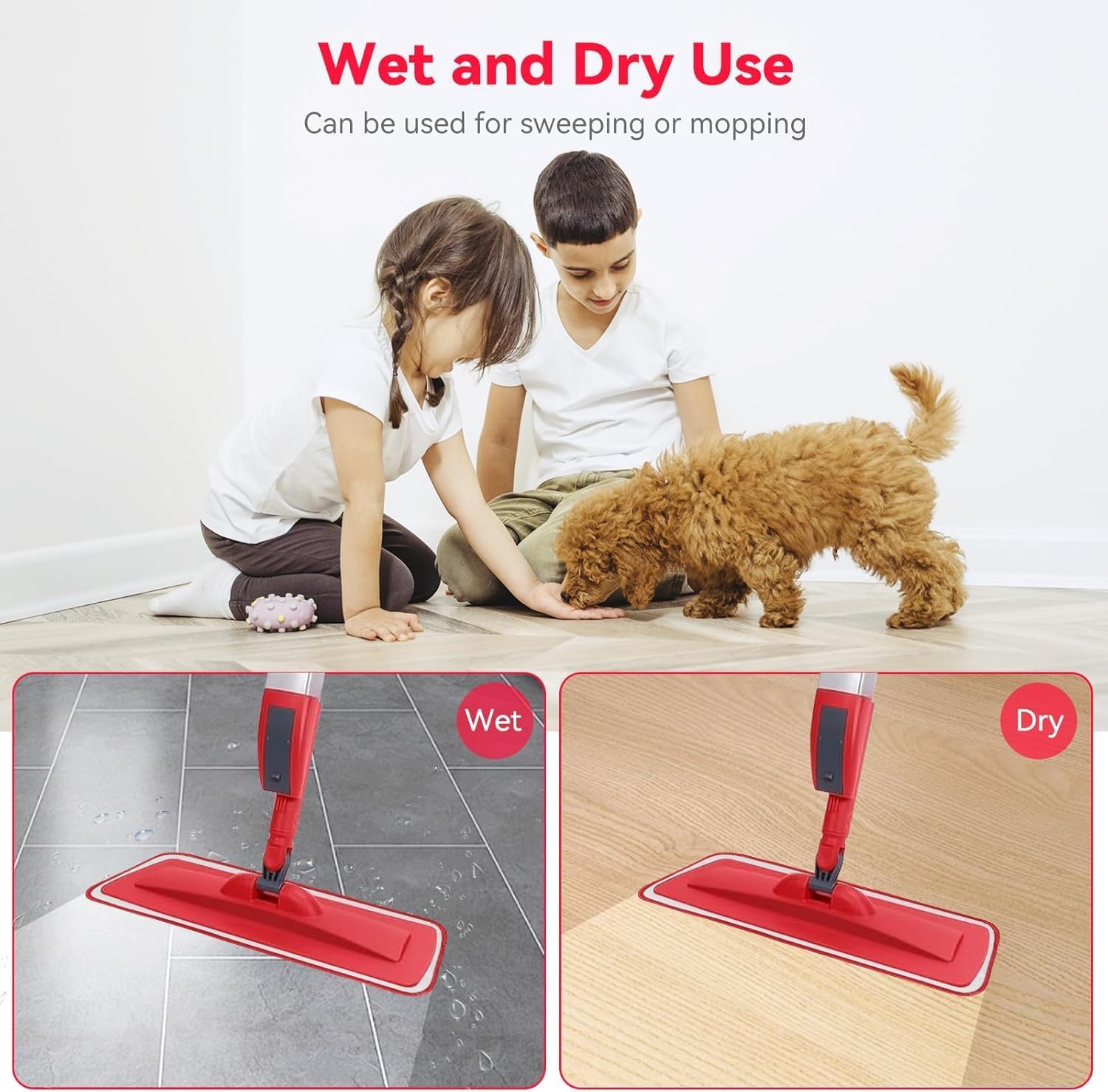 16.5 inch Microfiber Mop Pads for Rubbermaid Reveal Spray Mop and Any 16.5" Flat Mop - 6 Pack 13''-15'' Spray Mop Pad Reusable Washable Replacement Refills - Red & Grey image 4