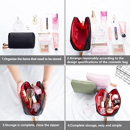 Miniatura 6 de LtyTz Neceser de belleza para bolso de viaje, práctica bolsa de maquillaje para mujeres y niñas (), A Inner Red,
