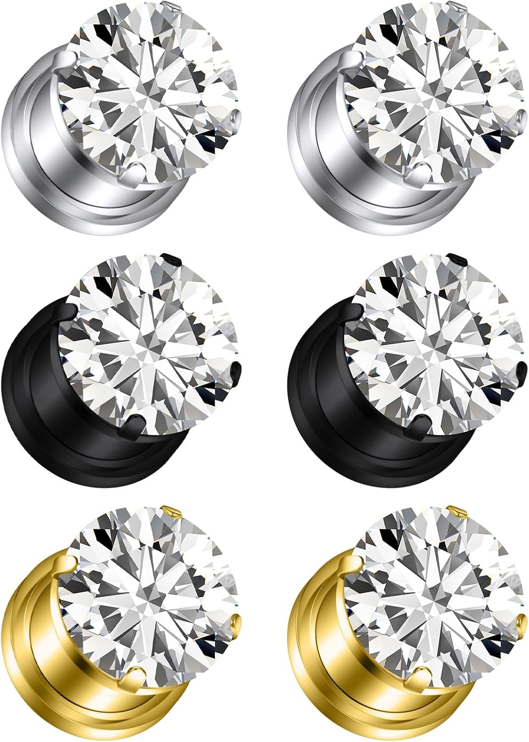 8G -1/2" Gauges for Ear 316L Surgical Steel Round CZ Screw Fit Flesh Tunnels 8G 6G 4G 2G 0G 00G 1/2 Inch Plugs Hollow Gauges Earring Expander Stretcher Earrings Piercing Jewelry for Women Men
