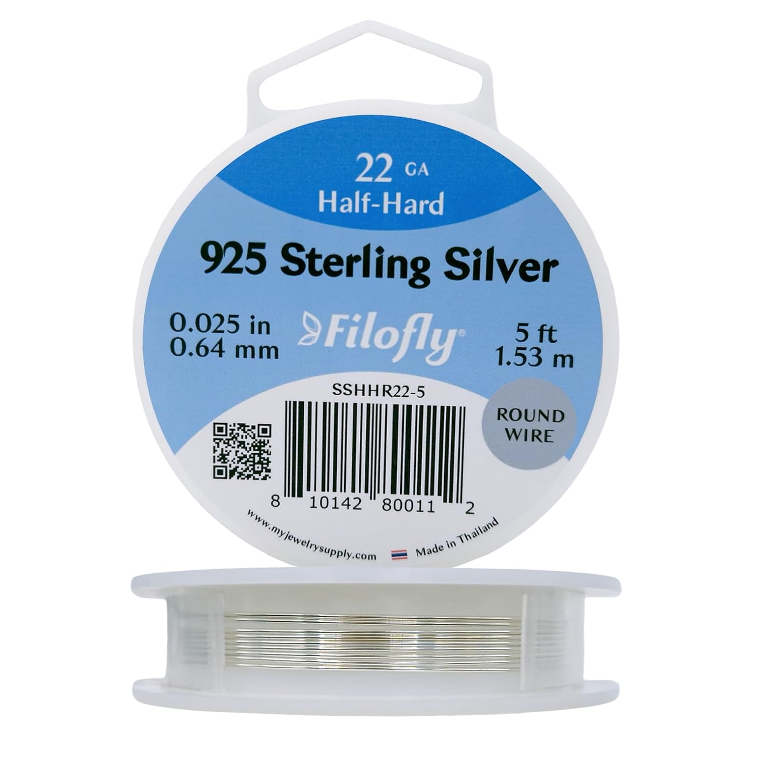 22 Gauge, 925 Sterling Silver Wire, Half Hard, Round, (5 FT)